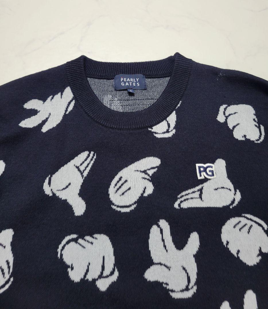 PEARLY GATES ミッキーマウス 総柄ニット セーター XL　黒 メンズ