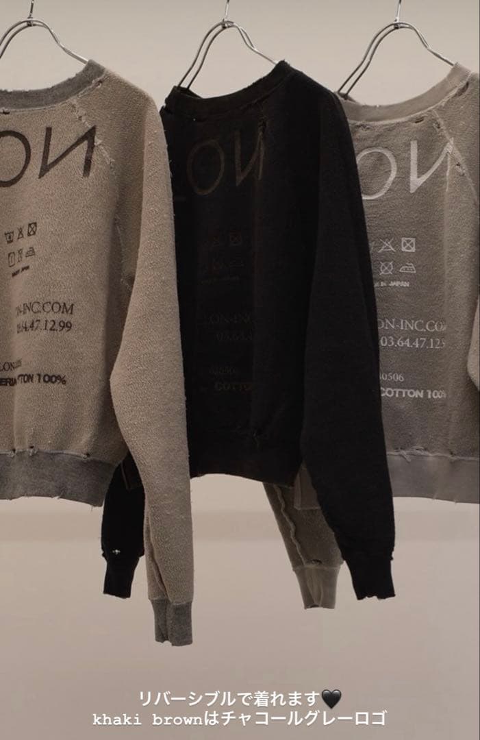 新品未使用lon ロンTWO SIDE SWEATSHIRT#04カーキブラウン