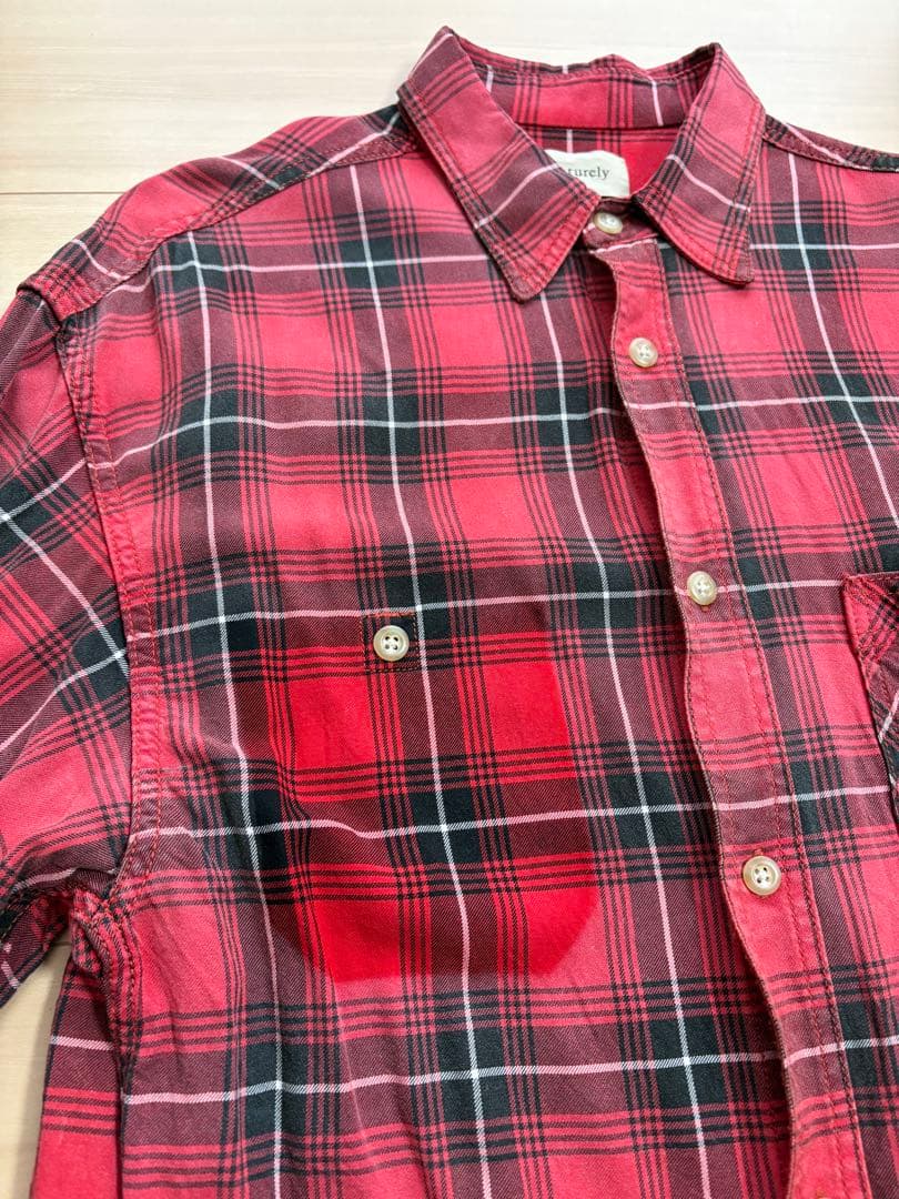 BEAMS BOY maturely / レーヨン ブリーチ チェック シャツ