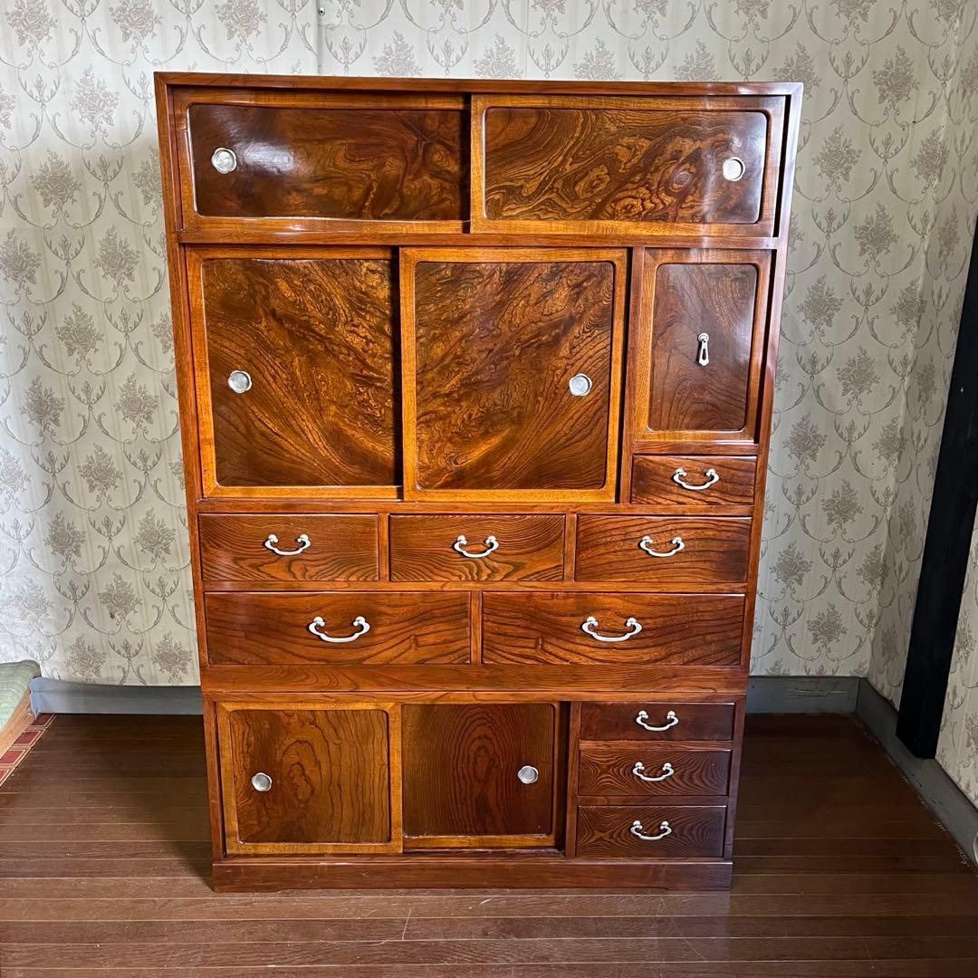 【アンティーク】昭和レトロ 木製 茶箪笥 食器棚 サイドボード 古民家 古家具