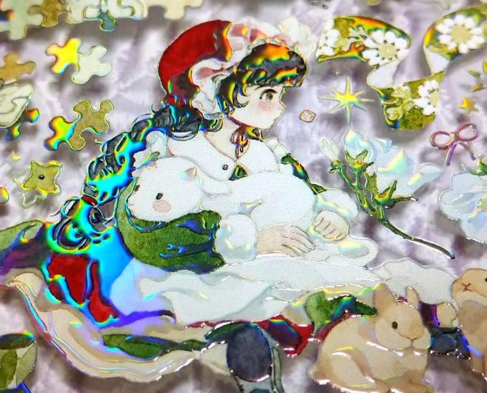 のこり２☆SALE☆J499＃绯翠随想(虹光)切売り海外人物装飾マステ女子
