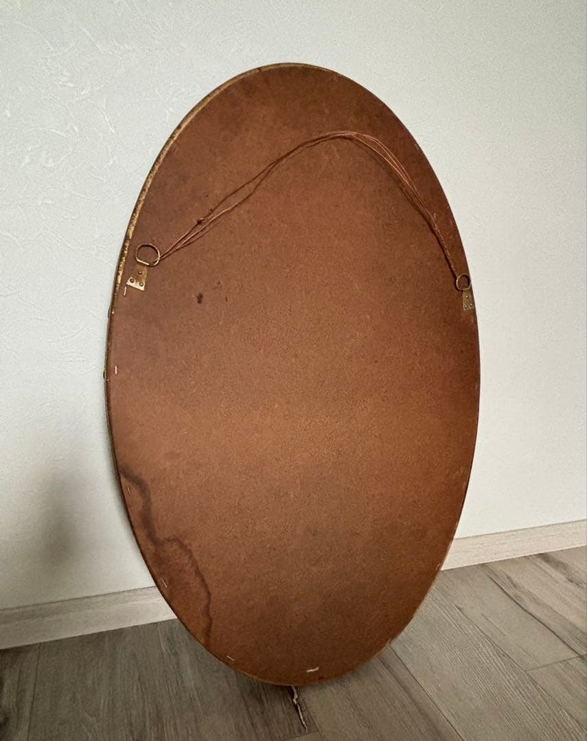 677◆大きめ◇アンティーク◇楕円形 額入り ミラー 姿見 鏡◇ドレッサーにも◆