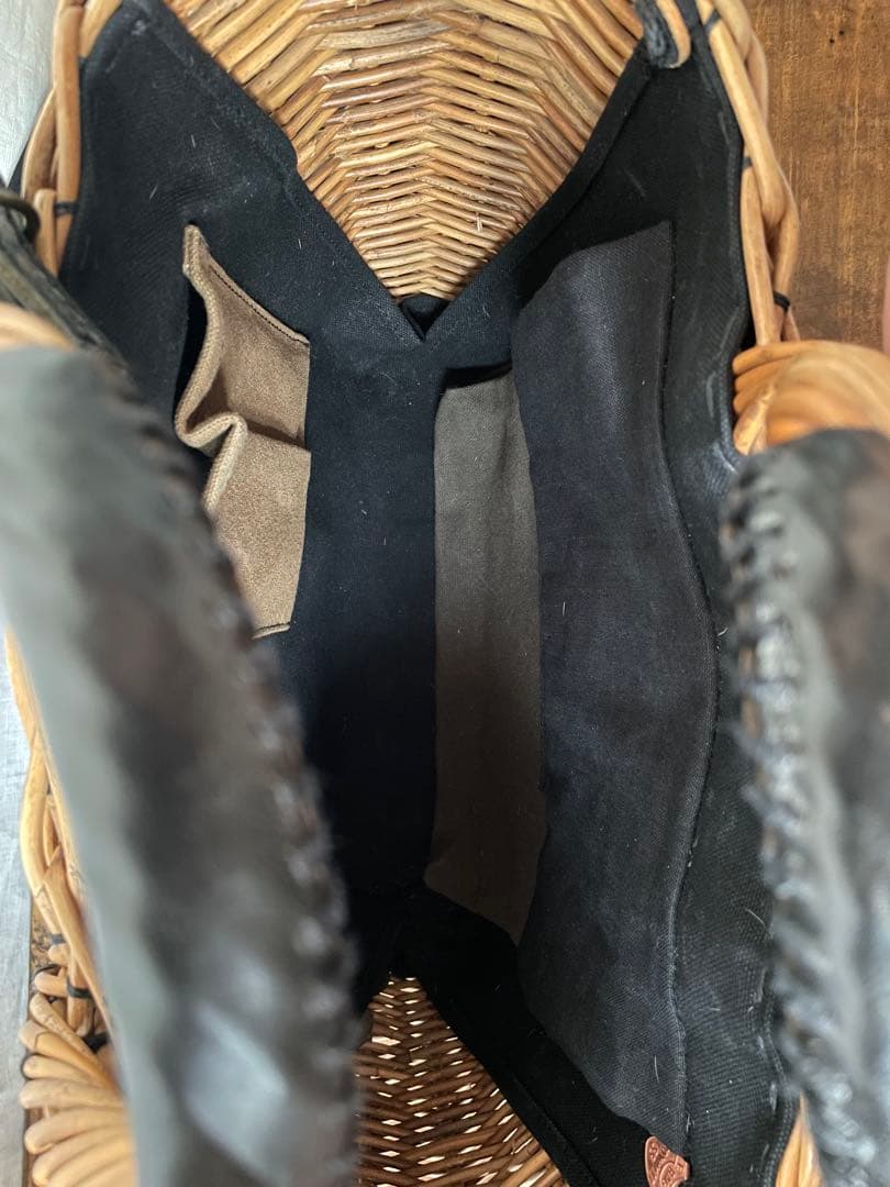 ebagos エバゴス　マルシェ　ブライドルレザー×紅籐　BLACK 定番トート