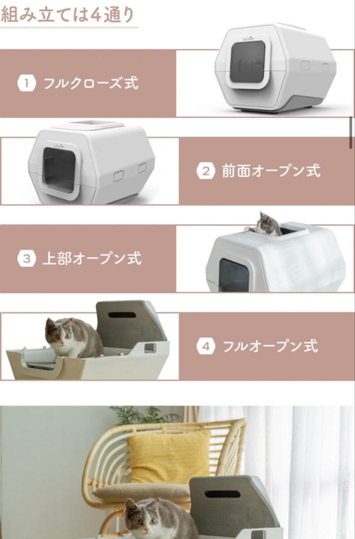 【美品　未使用】自動AI猫トイレ 多頭飼い可能　健康状態把握　使い捨てシート付き