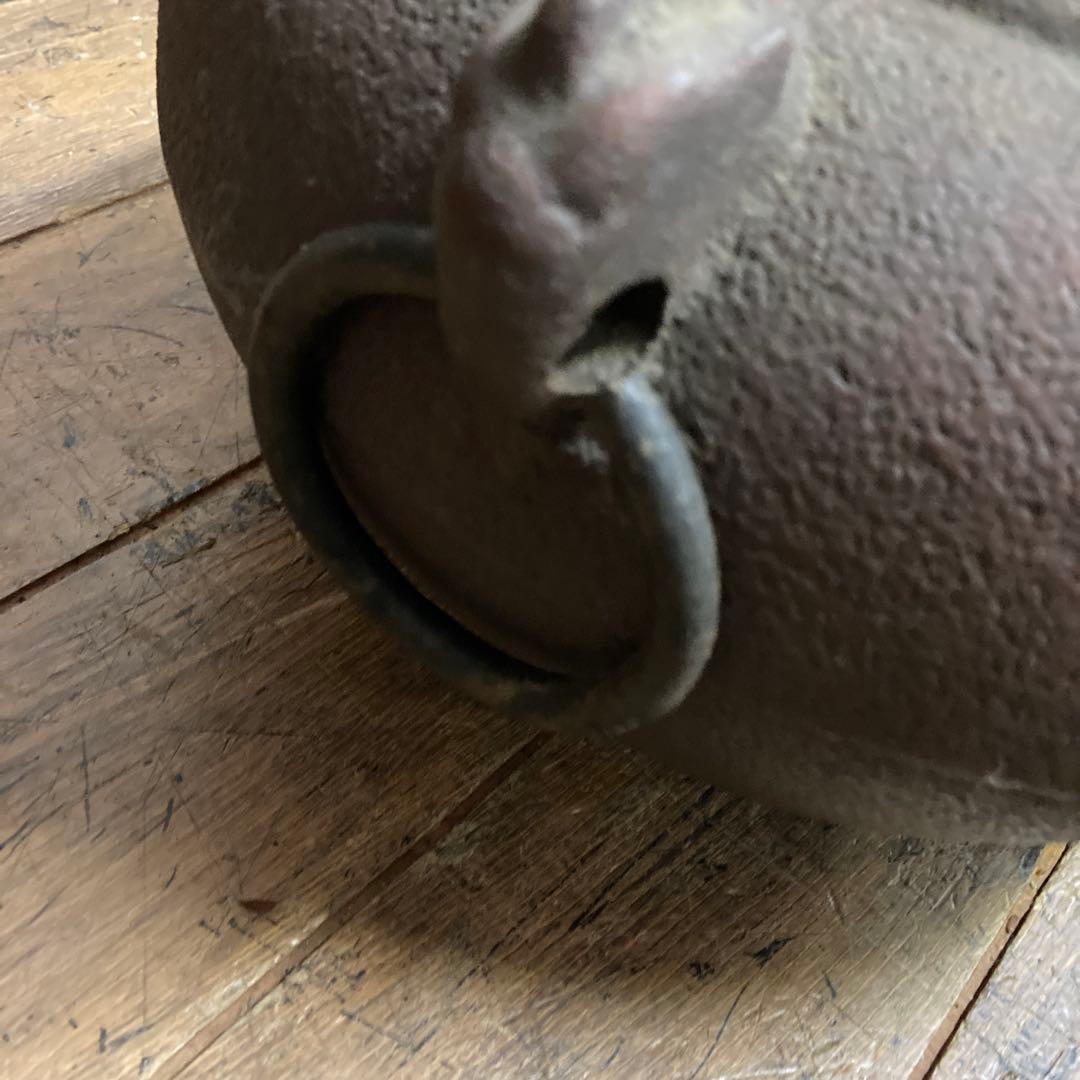 E4 古鉄 鉄瓶 風炉釜 鉄釜 茶道具 囲炉裏 火鉢 古民具 炭火 骨董 骨董品