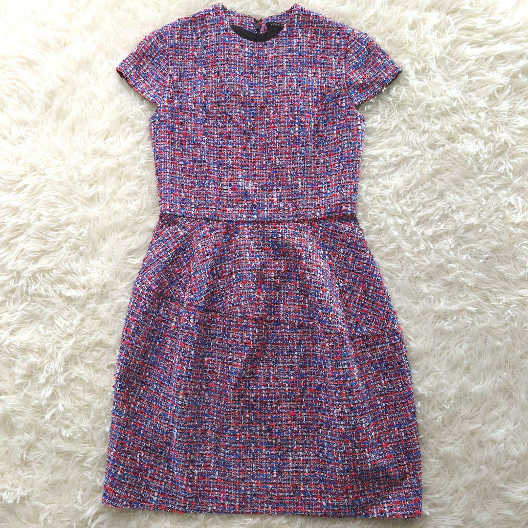 YOKOCHAN ツイード バルーンドレス 36 美シルエット 赤系