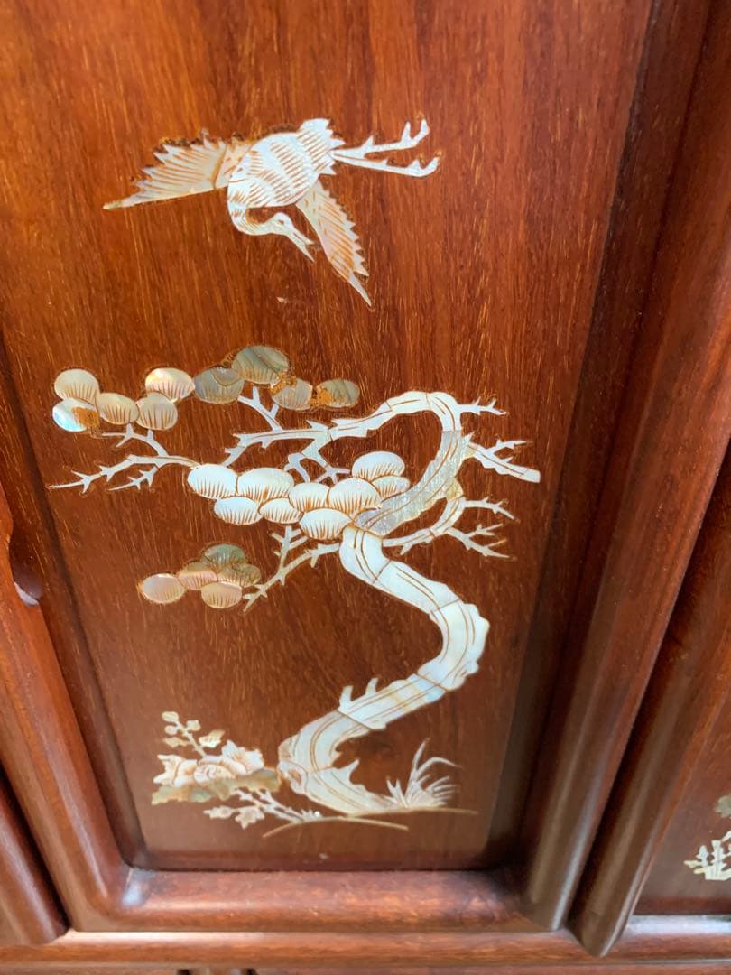 螺鈿細工 茶箪笥 シェルフ 茶棚 貝 古道具