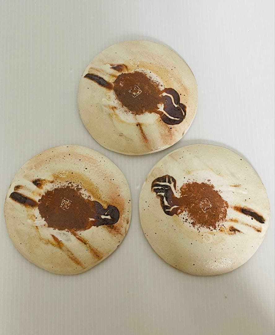 未使用品信楽焼古谷製陶所　古谷浩一作粉引皿まとめて5点