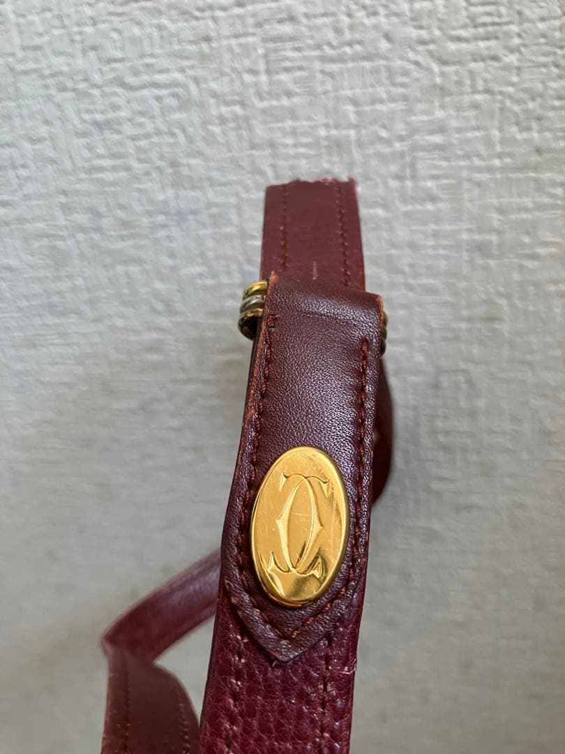 Cartier カルティエ　ショルダーバッグ　ポシェット　レザー　ボルドー