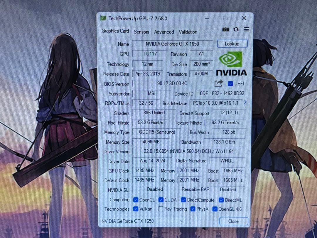 MSI GTX 1650 LP 4GB 訳あり