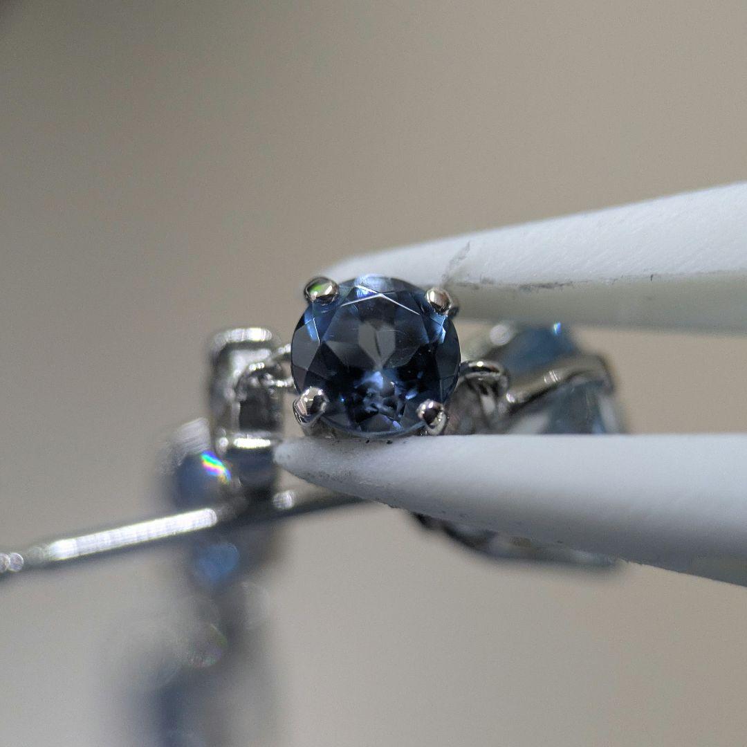 PT900 アクアマリン ダイヤモンド 6連 ピアス 片側 半ペア