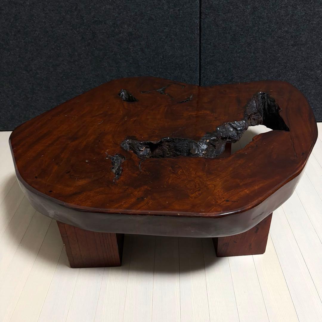 無垢材　天然木　一枚板　座卓　ちゃぶ台　ローテーブル　飾り台　花台　レトロ