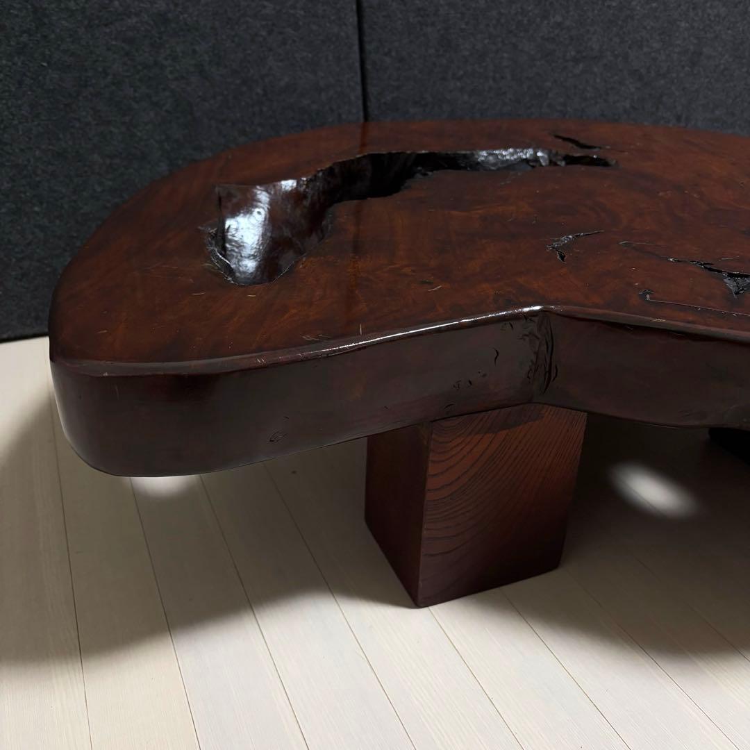 無垢材　天然木　一枚板　座卓　ちゃぶ台　ローテーブル　飾り台　花台　レトロ