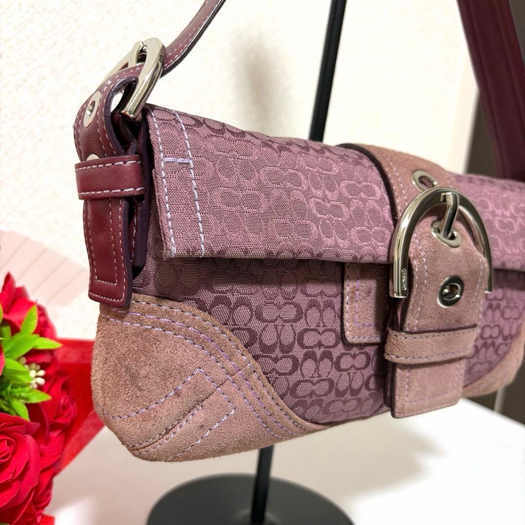 バッグ RARE COACH SOHO signature purple bag