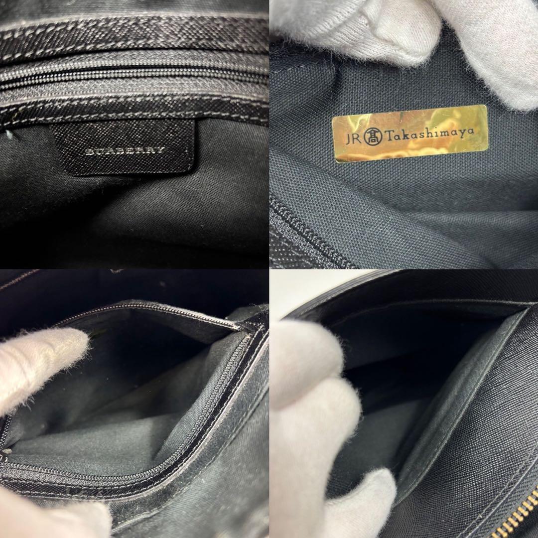 極美品 バーバリー　ハンドバッグ　キャンバス　革　スクエア　ロゴエンボス　y2k