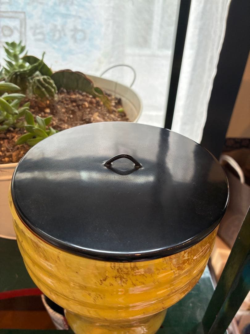 茶道具　ガラス　水指　共箱無し　傷無し　黄色