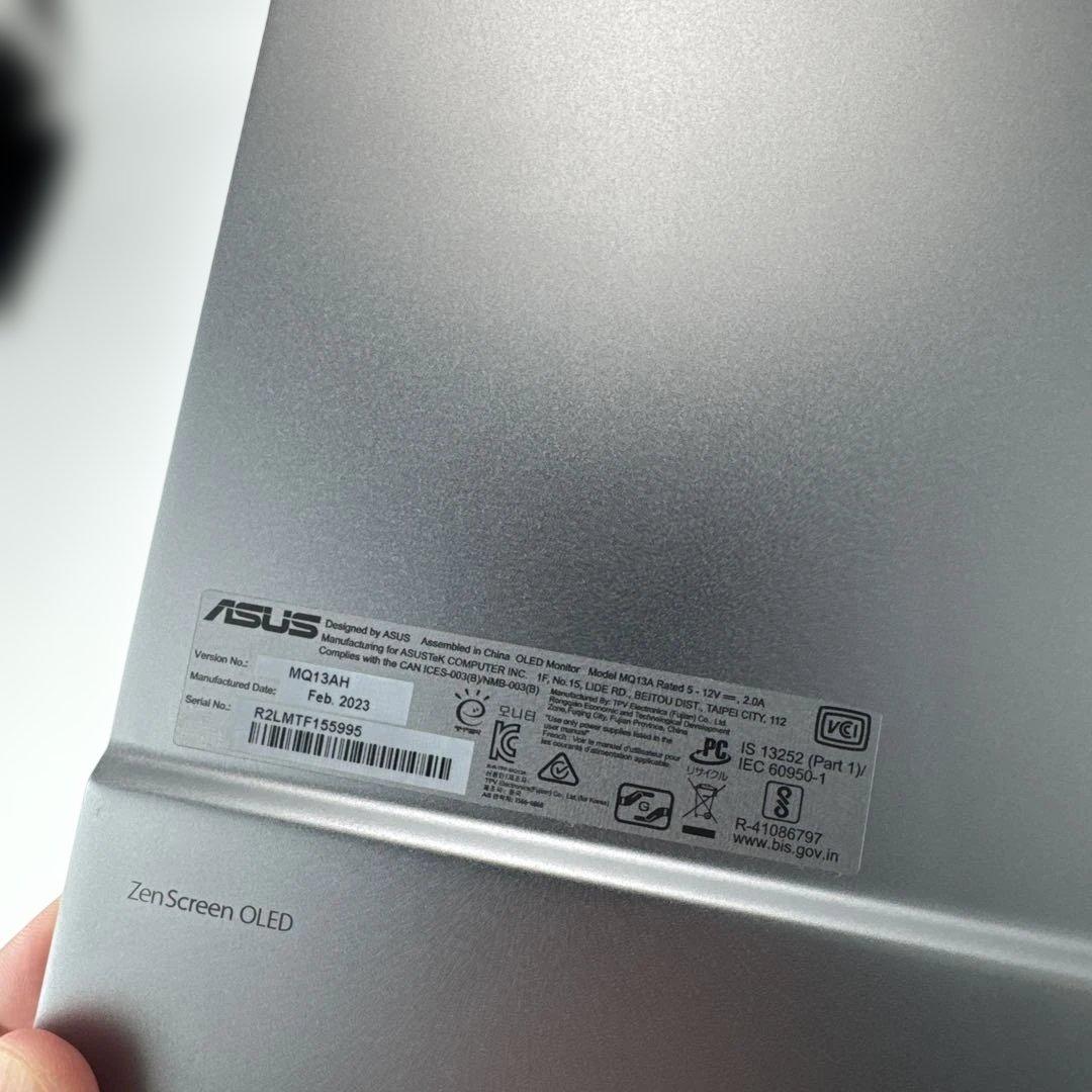 ASUS モバイルモニター ZenScreen MQ13AH 有機EL 13.3