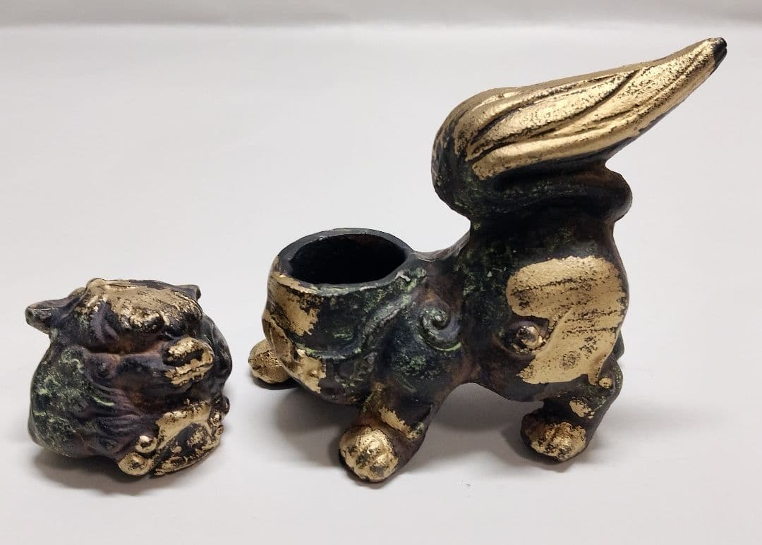 狛犬香炉 金属