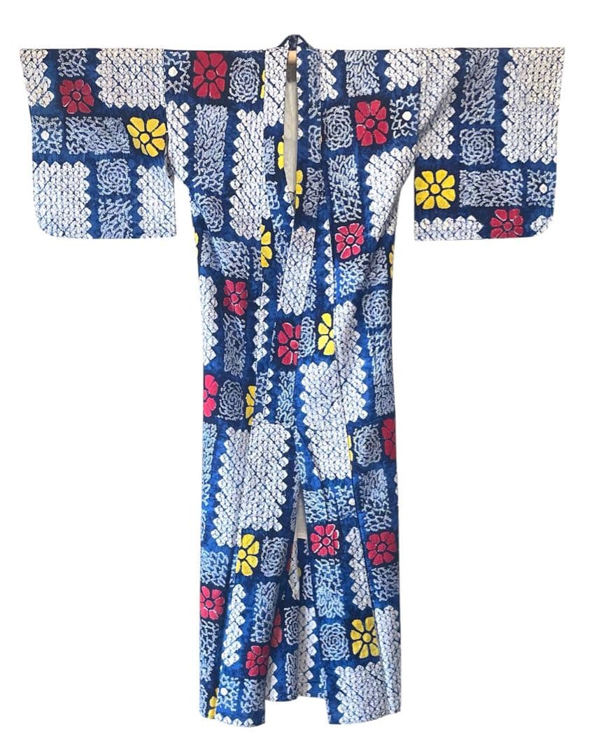 □夏涼浴衣　有松総絞り　可愛い花柄　身丈約159cm