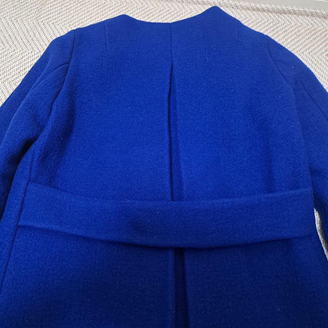 【美品】マカフィー　ジップアップ ノーカラー コート ブルー 36