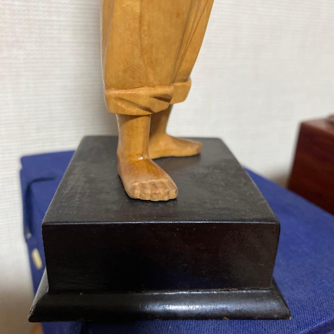 木製 女性像 彫刻 中国伝統衣装　文化大革命時代