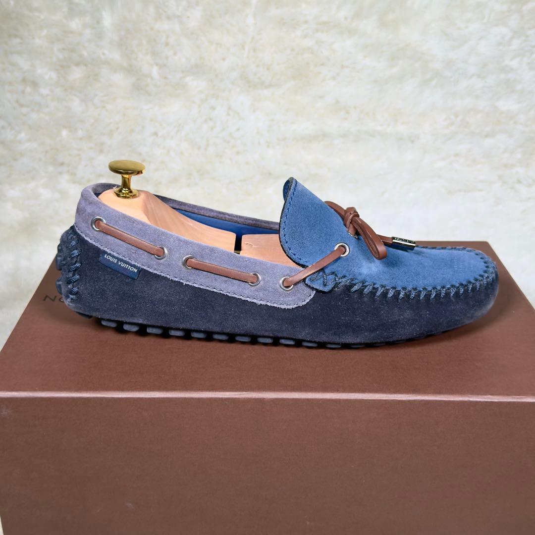 ルイヴィトン アリゾナライン モカシン 7 メンズ スエード ブルー