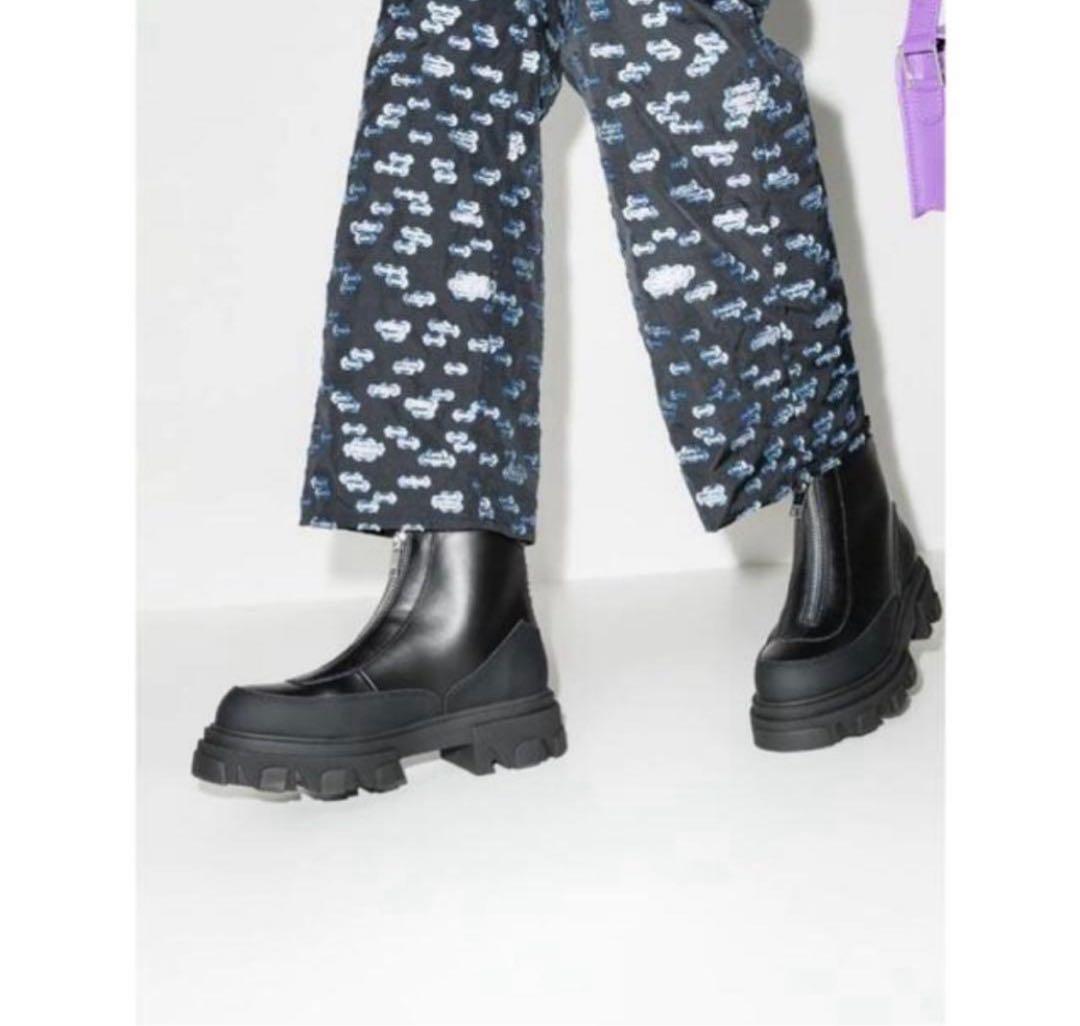 GANNI ガニー チャンキーソールフロントジップアップブーツ 38