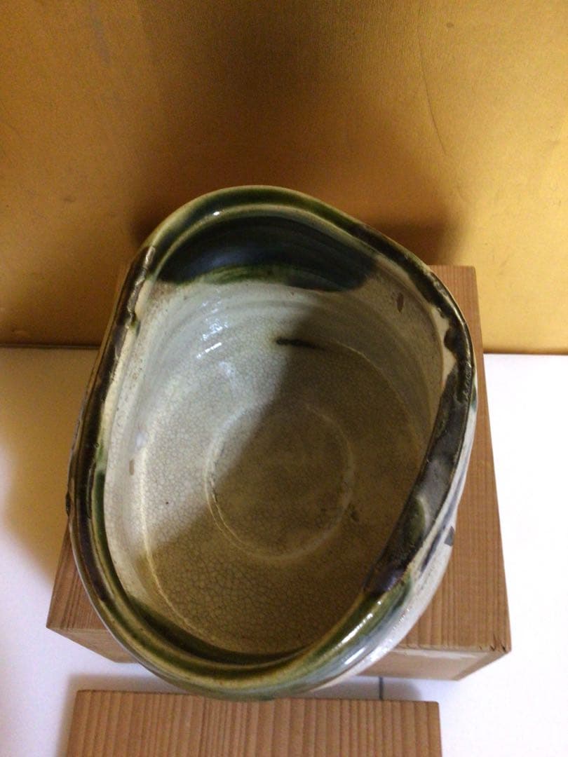 茶道具 茶碗 変わり形 織部 共箱付き