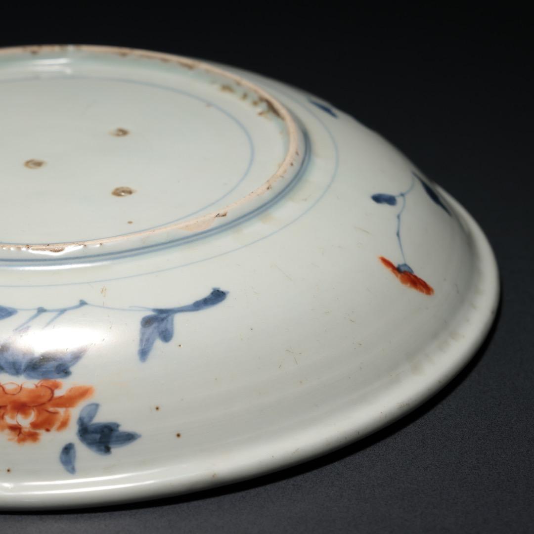 伊万里色絵花籠図皿　∅31cm　古伊万里　骨董　R1370A