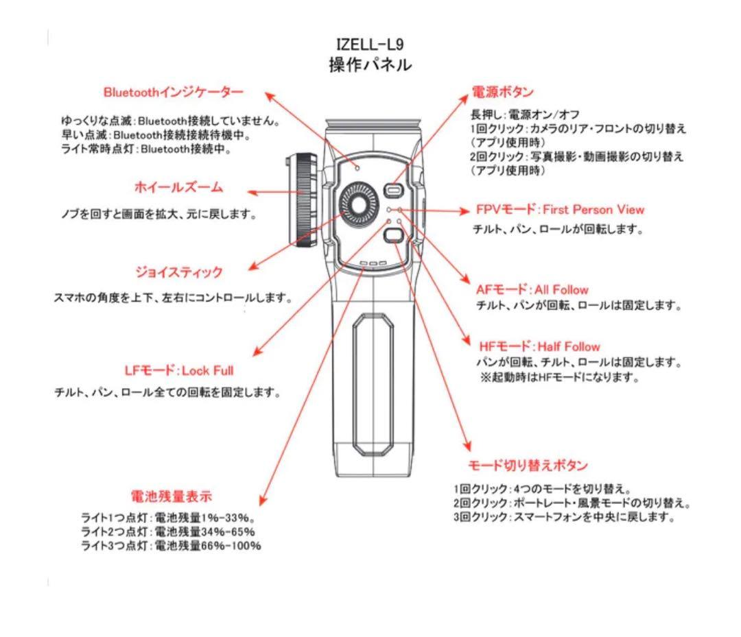 高機能 3軸 スマホ ジンバル 自撮り棒内蔵 自動追尾 ライト付き
