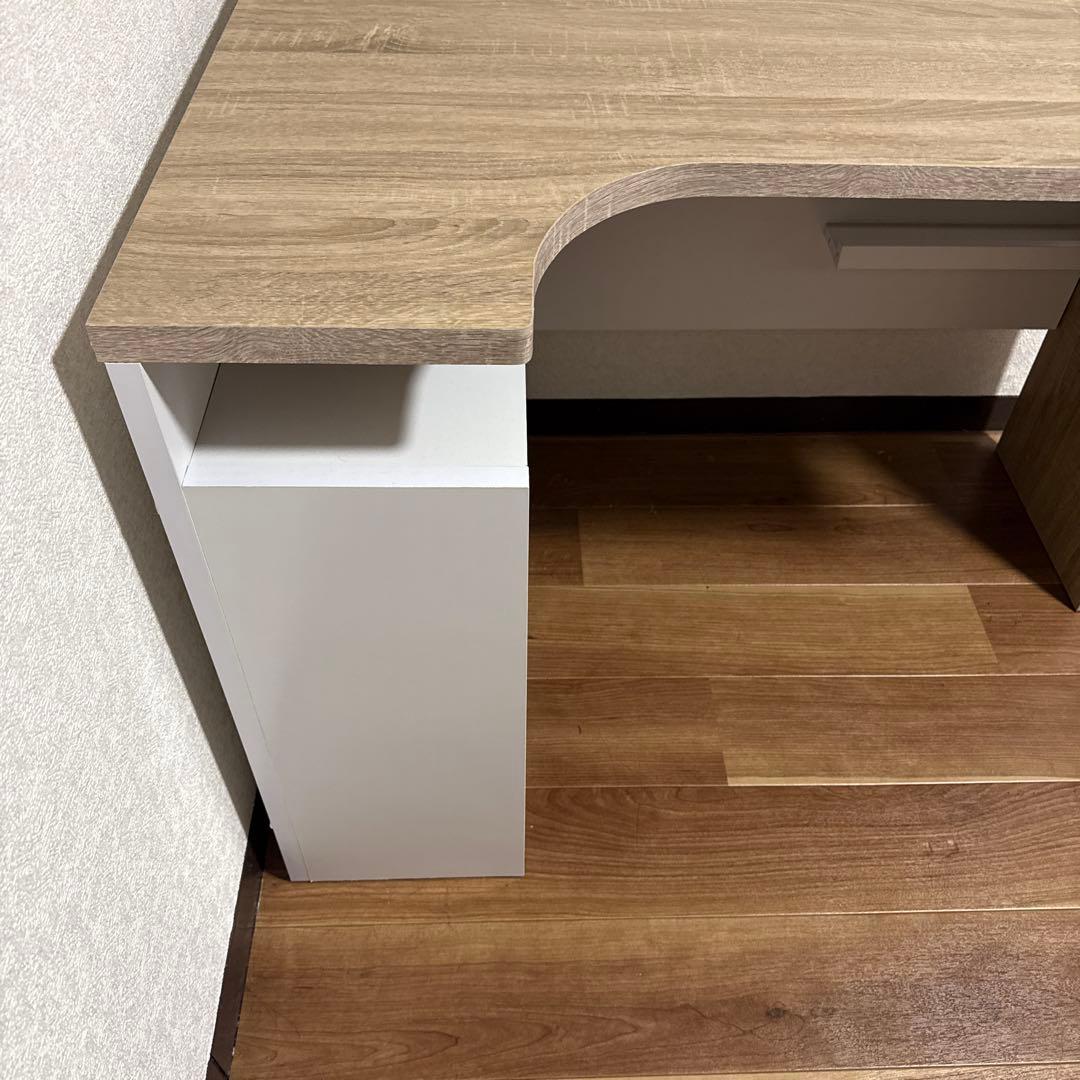 ナチュラルウッド L字型パソコンデスク