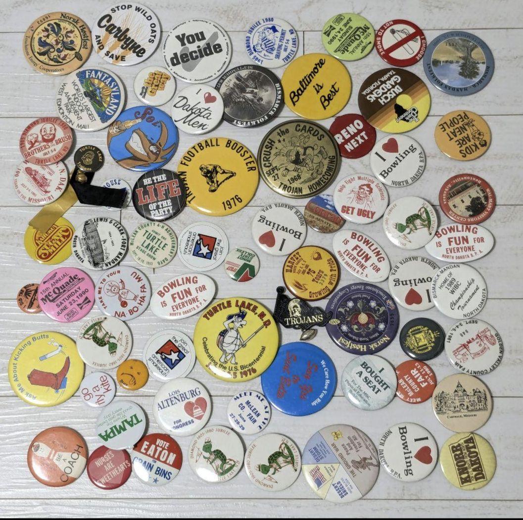 アメリカの缶バッジ 292個 まとめ売り ビンテージ USA Vintage