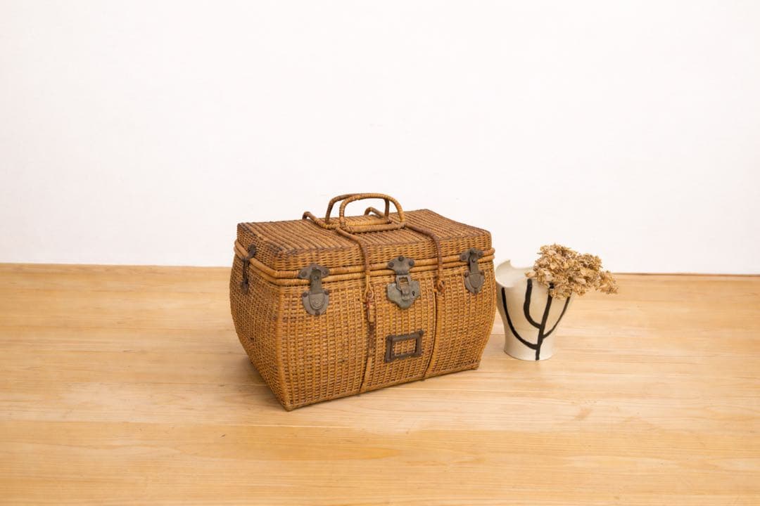 【須賀】籐　バッグ　2a015　古道具　古家具　ビンテージ