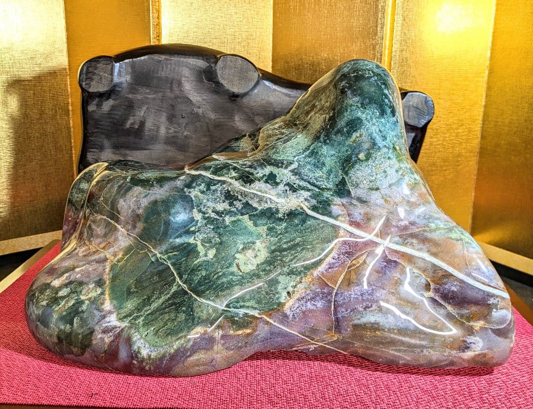 グリーンジャスパー14.5㌔ 鑑賞石 観賞石 水石 盆石 天然石 置物 メノウ