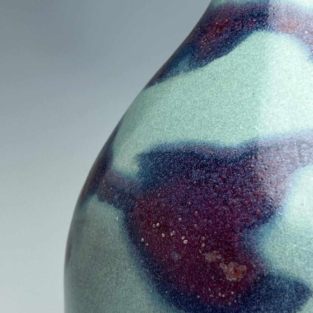 鈞窯天藍釉紫斑長頸瓶 中国古玩 中国美術 唐物