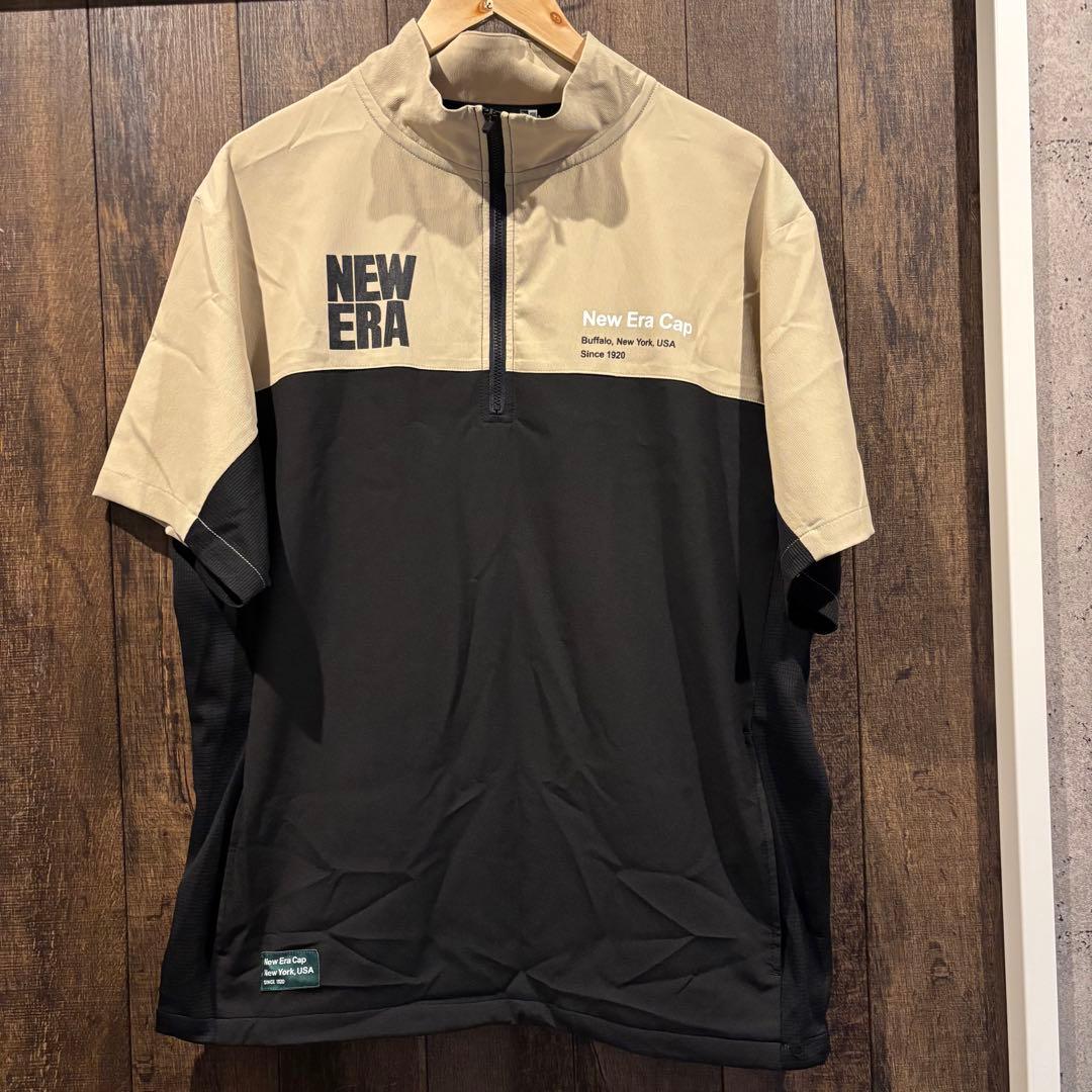 半袖 クロスウェア ジャケット スクエアニューエラ ベージュブラック ゴルフ