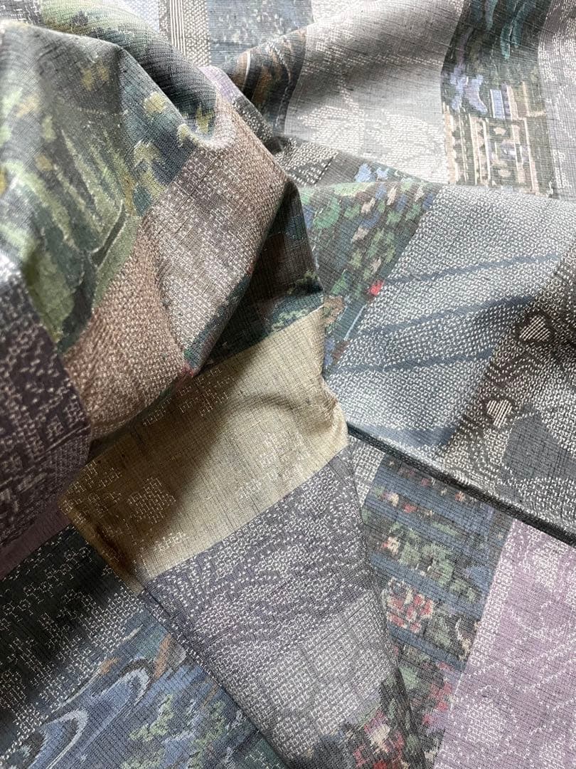 mitiyo.hide 結城紬 横段 絵絣 100亀甲 証紙