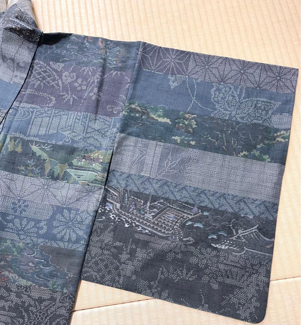 mitiyo.hide 結城紬 横段 絵絣 100亀甲 証紙