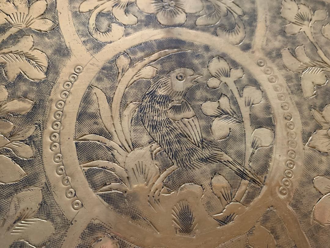 希少　ペルシャ風　鉄造彫金皿　伝統工芸　アンティーク