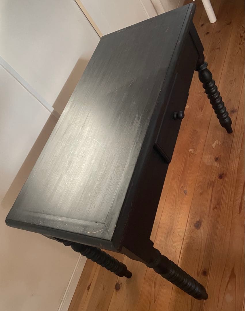 再値下げアンティーク　ボビンレッグデスク　テーブル　マットブラック