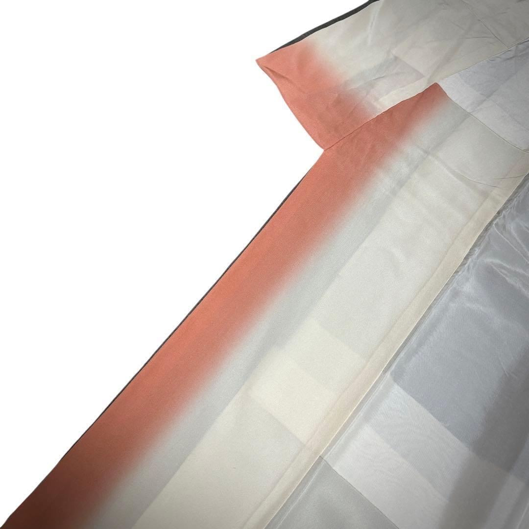 A151愛華 訪問着　錆鼠色　花地紋　染め花　正絹　フォーマル　身丈164cm