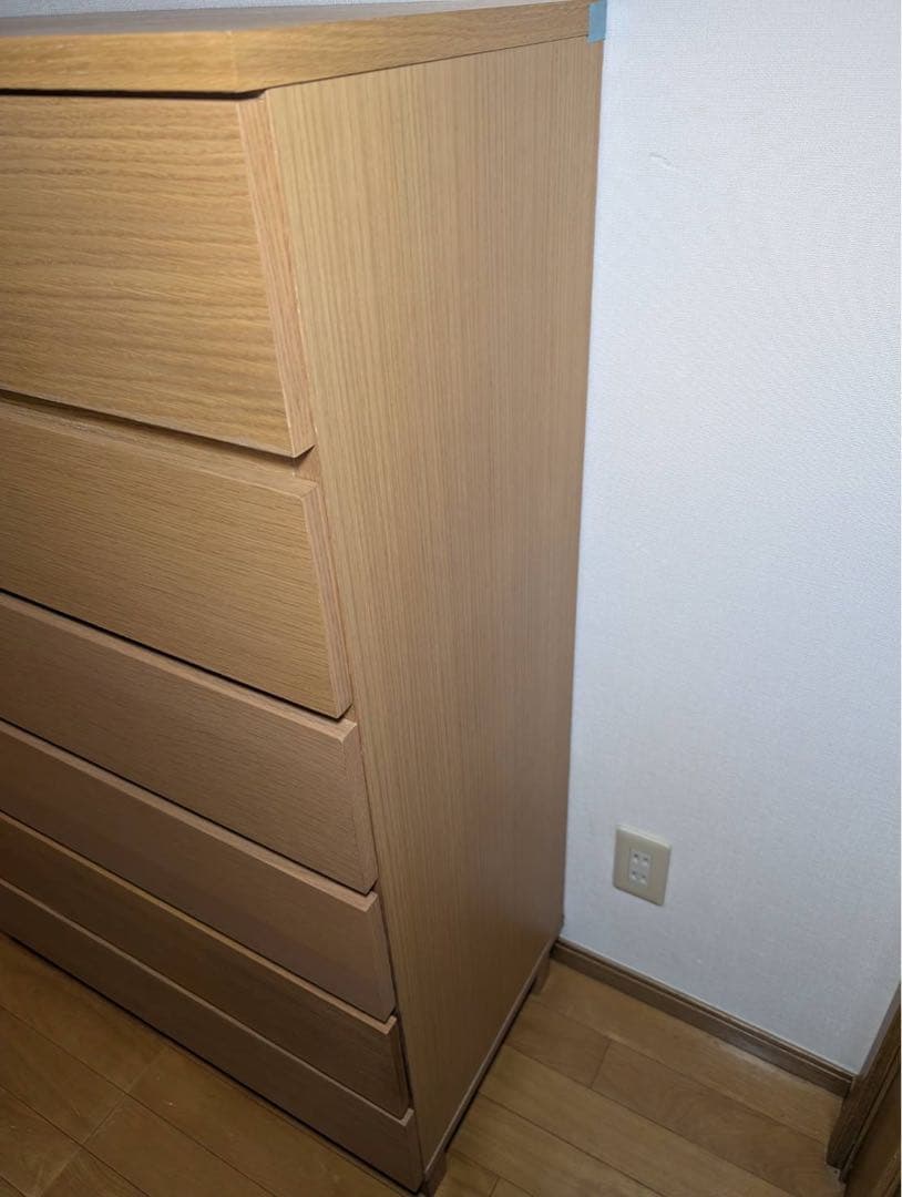 ■送料込■無印良品 6段チェスト オーク材 たんす 棚 衣類収納 脚付