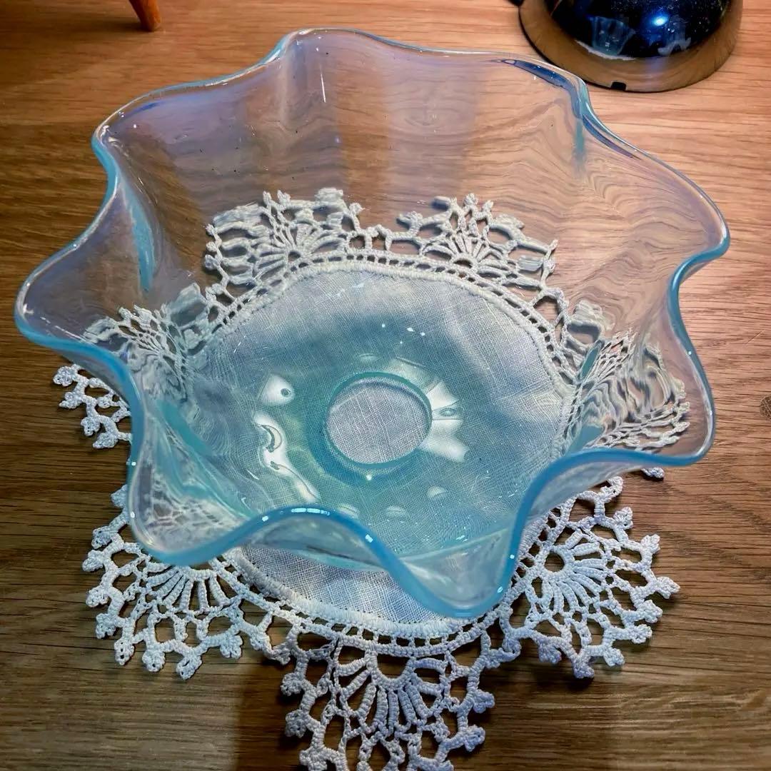 （専用）ブルーウラン　ランプスタンド　アンティークガラス　イギリス