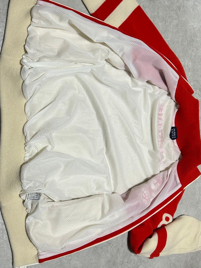 未使用級 パーリーゲイツ　ジップアップセーター ウール混 メンズ サイズ 5