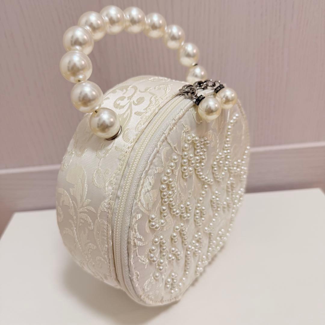 美品■振袖 着物 草履バッグセット■パールビーズ 白