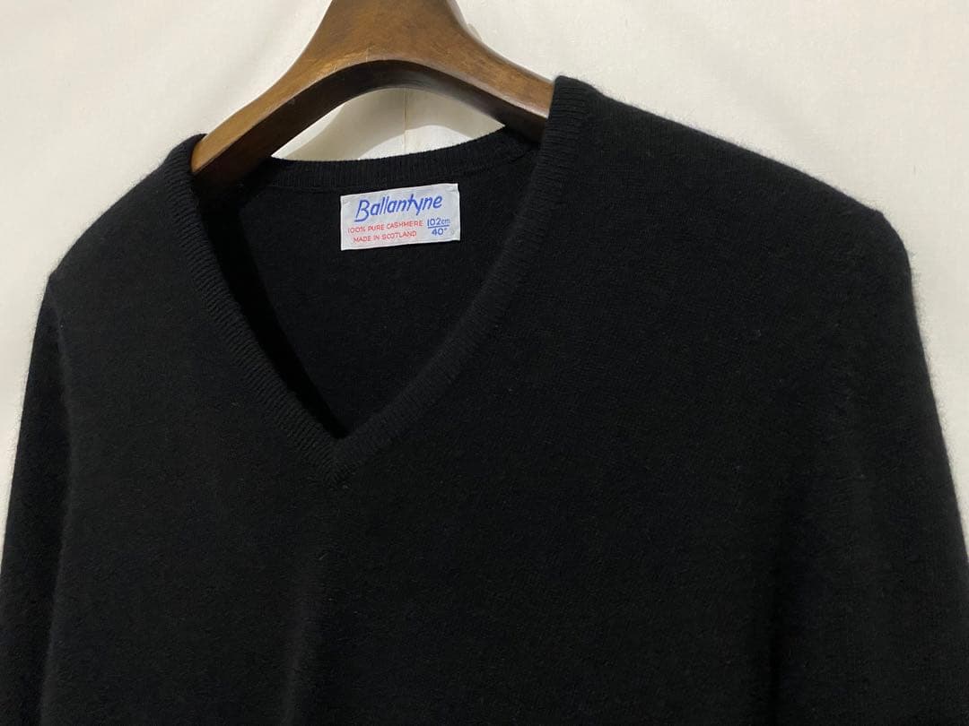 80s BALLANTYNE バランタイン カシミア ブラック 黒 40