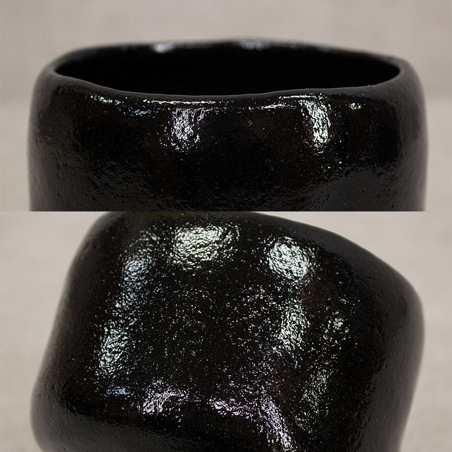 三代 佐々木昭楽 覚入写し 黒楽茶碗 共箱 共布 栞付 茶道具 抹茶茶碗