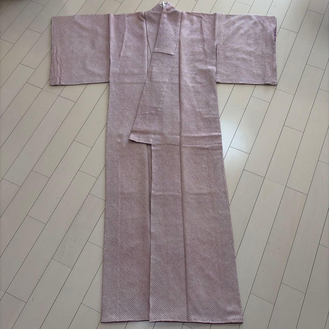 み*さ様 ■E5815■美品■正絹■紅藤色　総絞り　疋田絞り　袷　着物■丈164