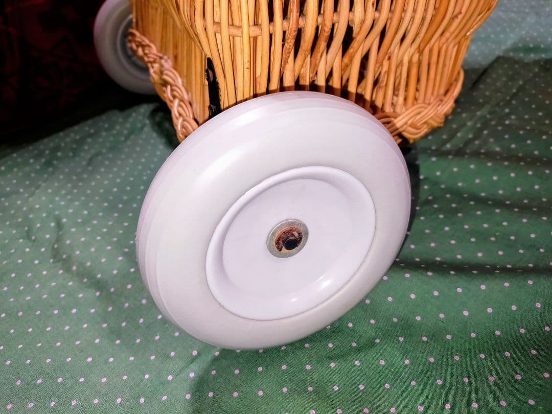 アンティーク ラタン 籐 キャリーバスケット キャリーバッグ カート