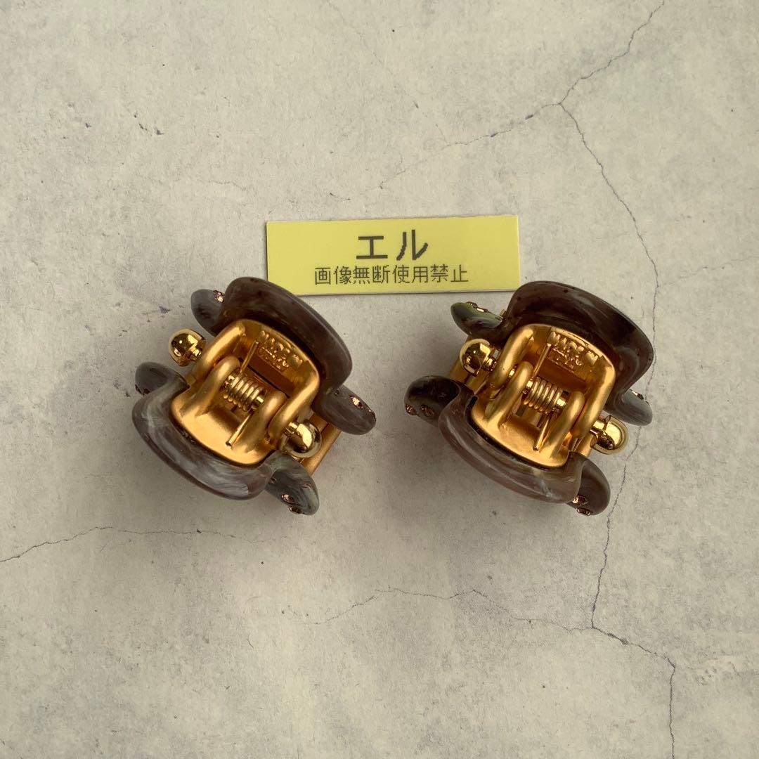 アッカ acca ティアラ ミニクリップ 同色2個セット ブラウンマーブル